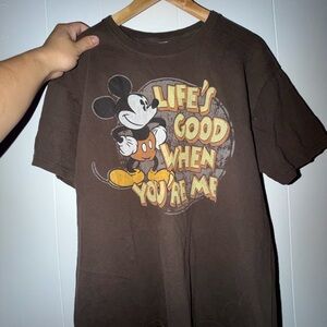 Men Disney Brown Mickey Mouse Tee